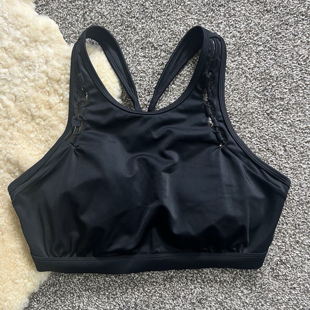 Athleta Black Lined Underwire Crossback Bikini Top